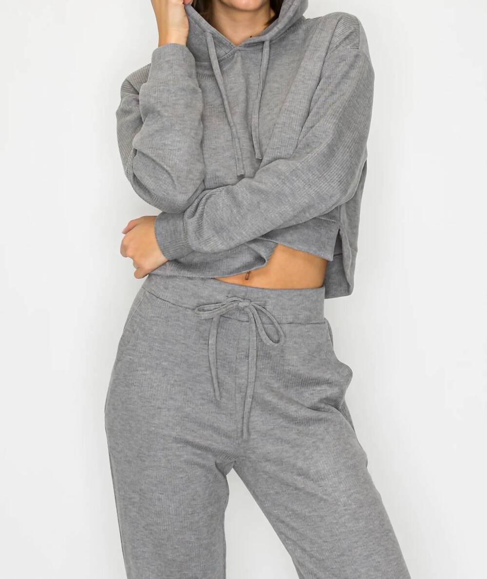 NEW KNIT RIOT haven knit hoodie in heather gray